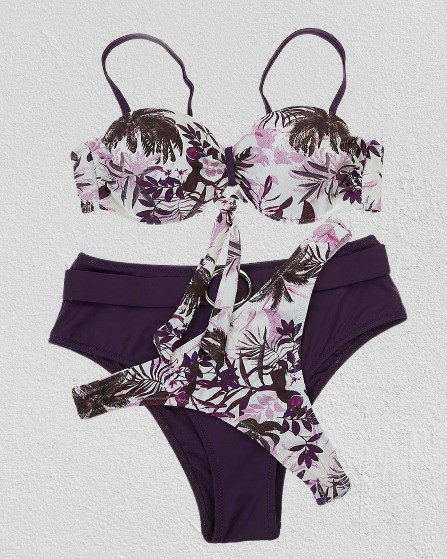 Купальник раздельный с 2 плавками Samegame Марианна 3009 баклажан (В НАЛИЧИИ ТОЛЬКО 42 44 46 48 50 УКР р-ры)