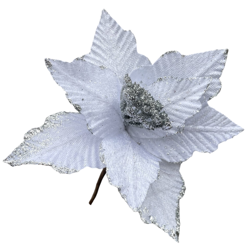 Новорічний декор. пуансетія 15 см біла, фото 1