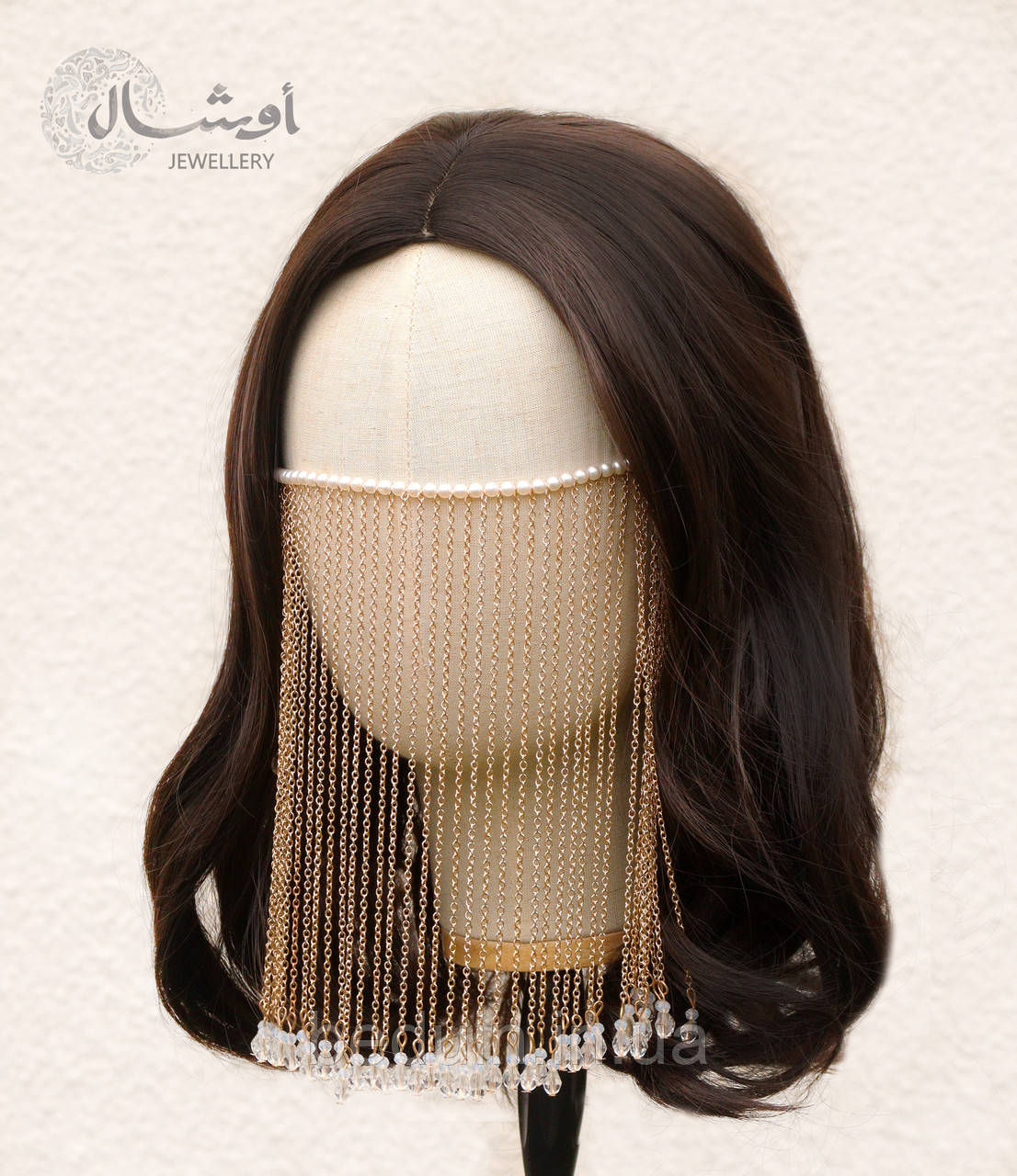 Прикраса на обличчя, ланцюгова маска, для фотосесії — золотиста Aushal Jewellery