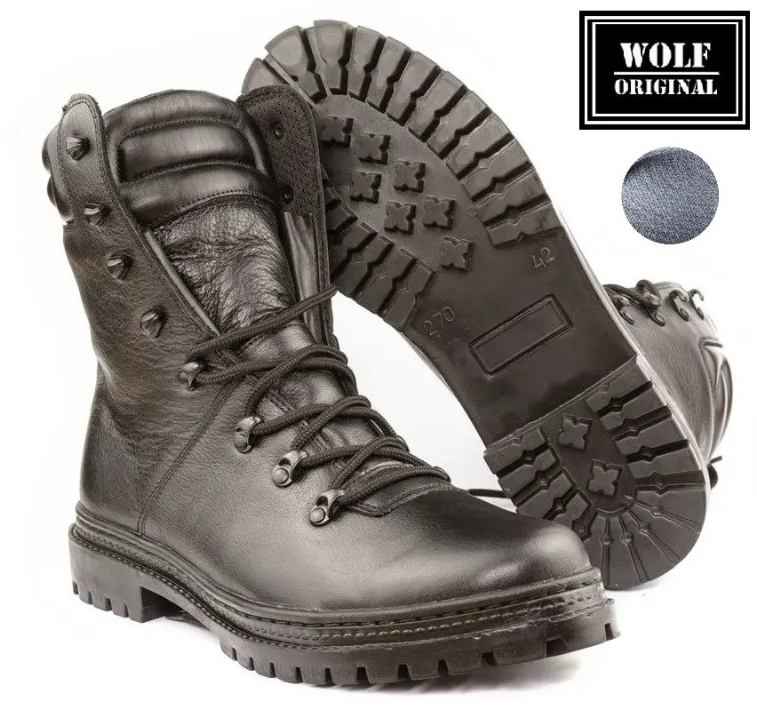 Зимові берці на мембрані чорні шкіряні "Bundes" для ДСНС, поліції, ЗСУ, агро підприємтв, лісівників та охорони. WOLF original, фото 1