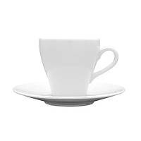 Порцелянова чашка з блюдцем для чаю та кави біла Lubiana Paula 280 мл L1790 Чашка з блюдцем для дому