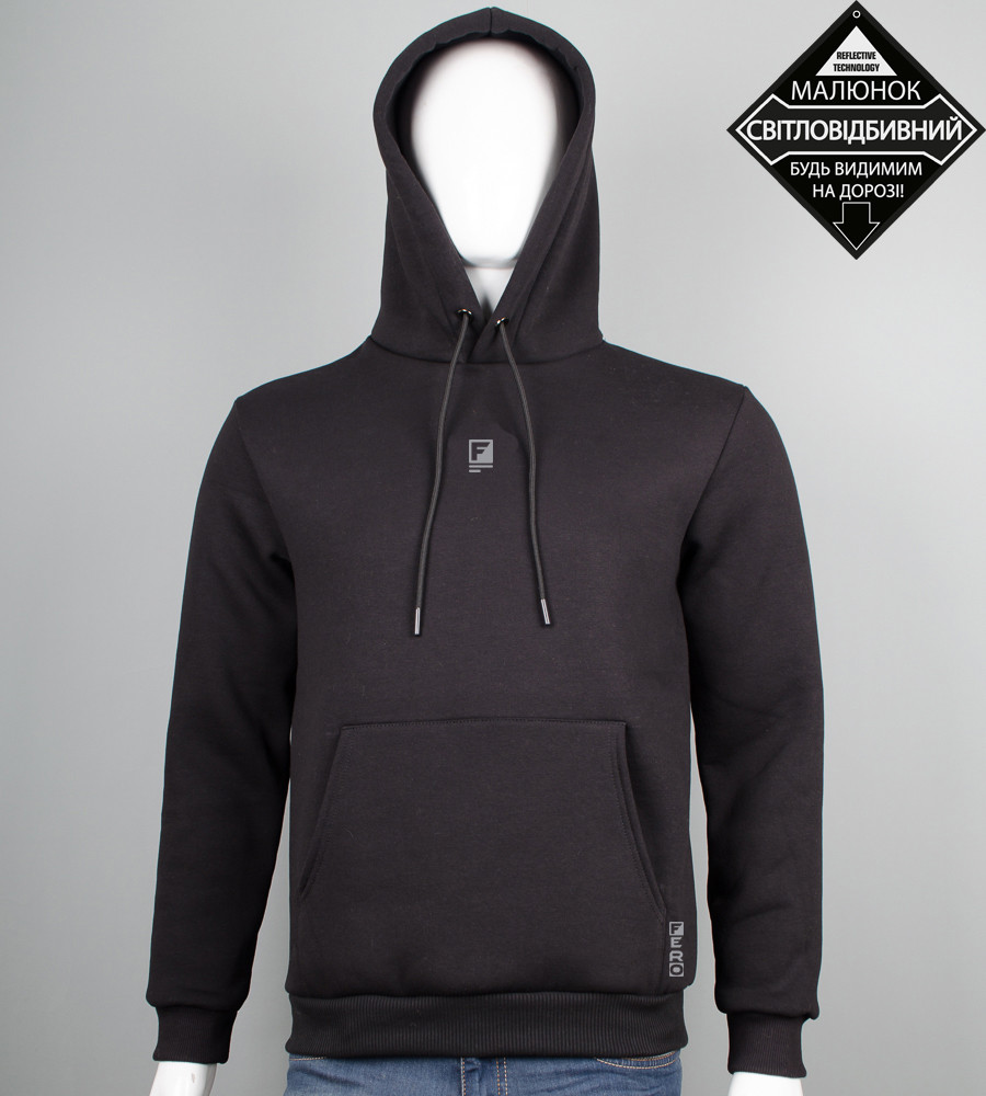 Худі тринитка Fero Reflective 9425к (Уп.4шт M-XXL), Чорний, фото 1