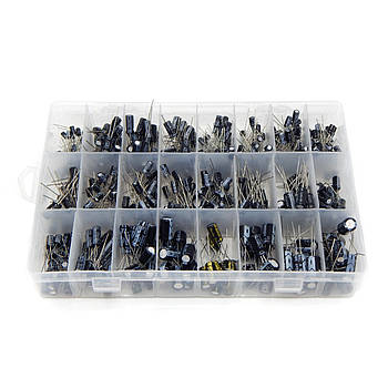 Набір електролітичних конденсаторів 24 номінали в пластиковому боксі (500 шт.)