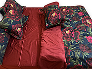 Постільна білизна Королева Ночі (Сатин Premium) | Полуторний комплект | 50х70 | Квіти на темному та бордовому, фото 3