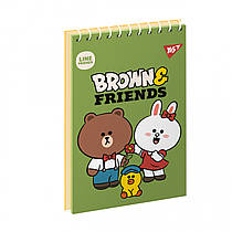 Зошит для записів спіраль А7 YES Line Friends 80 аркушів клітинка 151968
