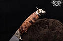 Ніж ручної роботи «Іспанська Корида» 150х35х2.4мм з інструментальної сталі та руків'ям з капа клена, фото 4