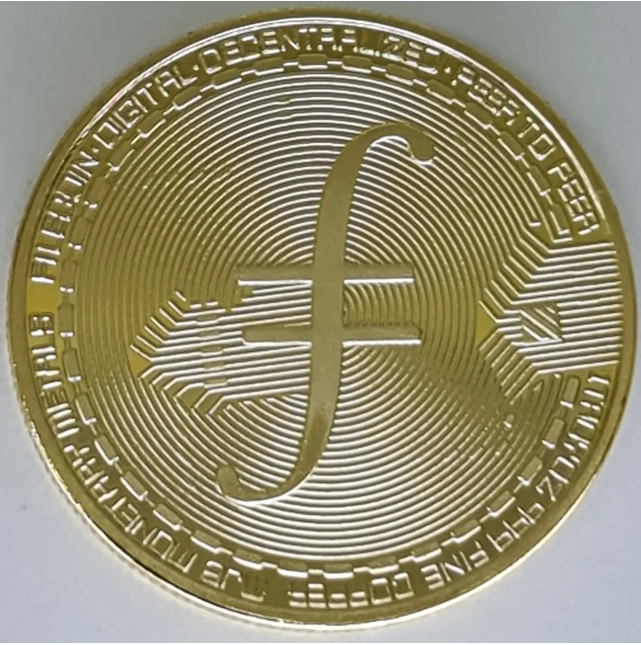 Монета сувенірна криптовалюта Filecoin золотиста