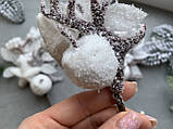 УЦІНКА Новорічна гілка (бутоньєрка) "Оленячі ріжки і декор молочного кольору ", фото 6
