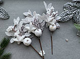 УЦІНКА Новорічна гілка (бутоньєрка) "Оленячі ріжки і декор молочного кольору ", фото 7