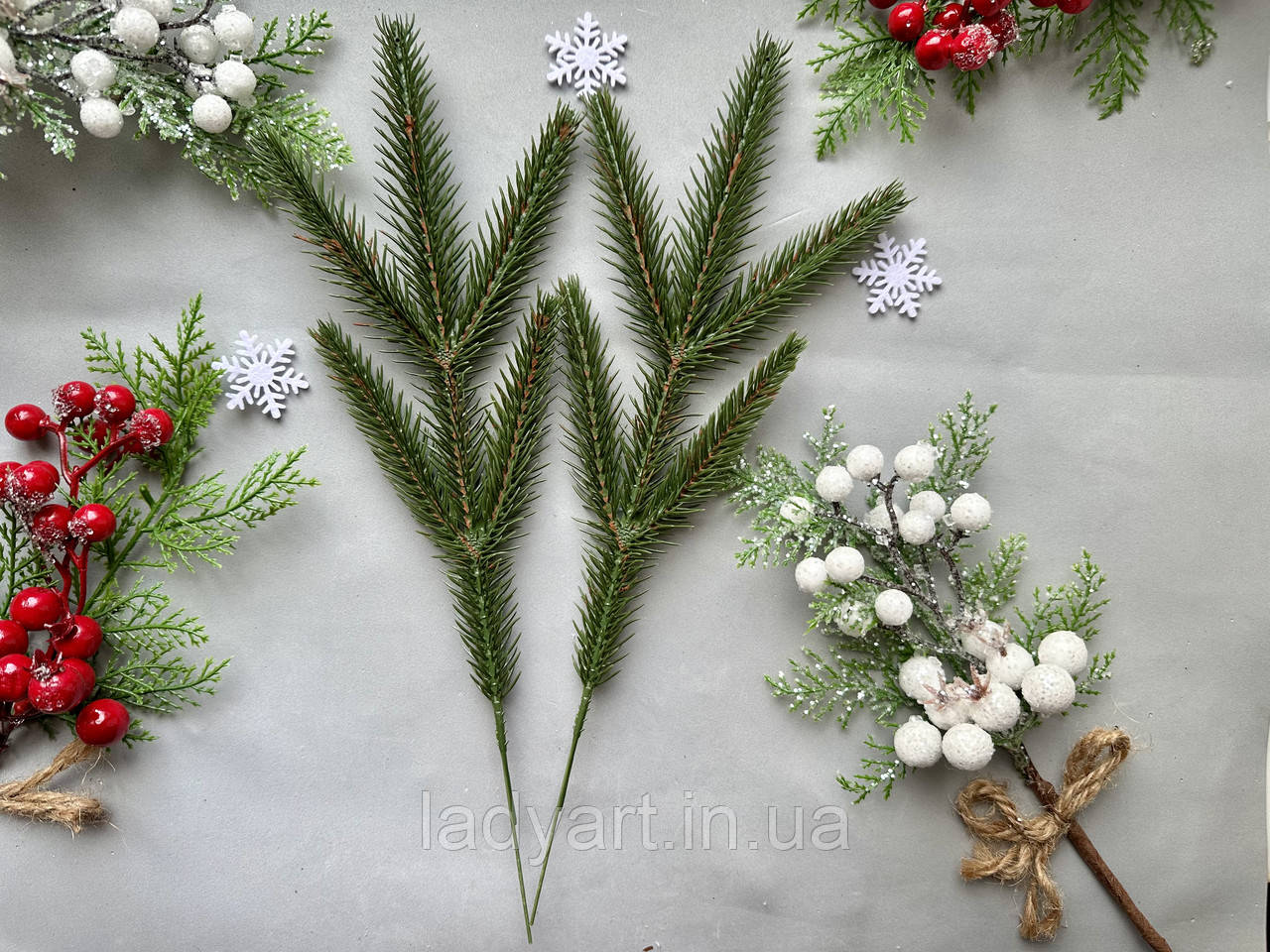 Гілка хвої лита "Альпійська Ялина 5-ка" зелена (штучна хвоя), фото 1