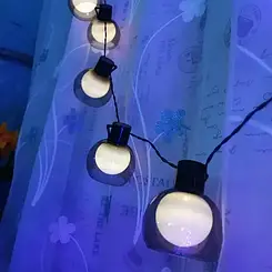 Новорічна світлодіодна гірлянда з лампочками кулями RD-249 10 куль 3x2м 200 LED холодний білий від мережі M