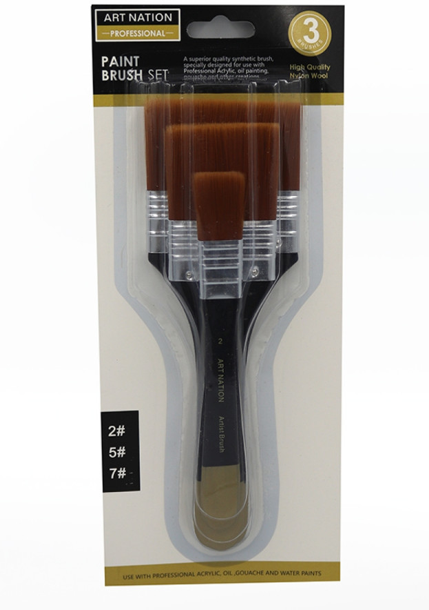 Набір пензлів Artist Brush нейлон 3шт №2,5,7 Art Nation