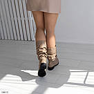 Жіночі бежеві зимові шкіряні чоботи, фото 5