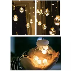 Гірлянда новорічна світлодіодна RD-071 штора кулька в кульці теплий білий від мережі M