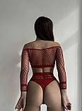 Комплект нижньої жіночої білизни із сітки, еротична білизна у велику сітку топ та трусики., фото 5