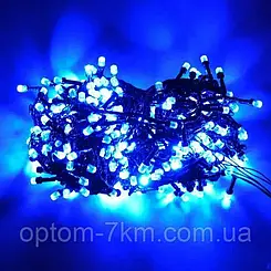 Новорічна кімнатна внутрішня гірлянда Лінза діод RD 9030 300 LED синій колір від мережі чорний провід M