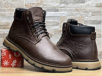 Зимові шкіряні черевики на хутрі Wrangler Aviator Brown