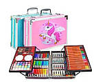 Дитячий набір для творчості в алюмінієвій валізі "Єдиноріг" 145 предметів Рожевий, фото 2