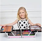 Дитячий набір для творчості в алюмінієвій валізі "Єдиноріг" 145 предметів Рожевий, фото 5