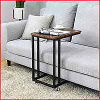 Сучасний журнальний столик на колесах пересувний, Приліжковий кавовий столик для спальні та вітальні