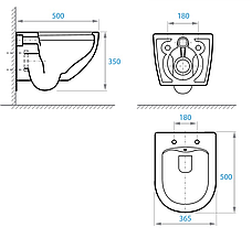 Інсталяція Grohe з хром клавішею + унітаз з функцією біде Round Pro безобідковий підвісний, фото 5