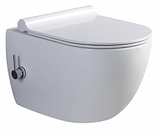 Інсталяція Grohe з хром клавішею + унітаз з функцією біде Round Pro безобідковий підвісний, фото 2