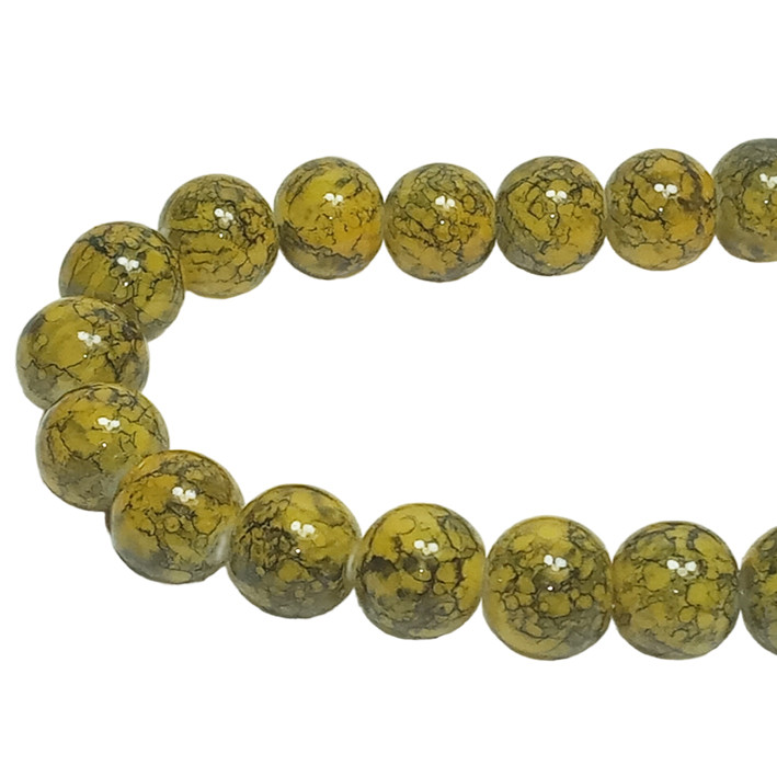 Намистини 6 мм Нитка 80 см Болотного Колір з Прожилками під Камінь тон 165, Фурнітура для Біжутерії, Бус Браслетів, фото 1