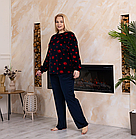 Жіночий хатній брючний костюм темно-синього кольору з принтом Кольорові ромби 56, фото 8