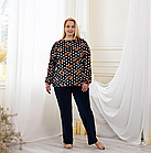 Жіночий хатній брючний костюм темно-синього кольору з принтом Кольорові ромби 56, фото 5