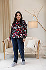 Жіночий хатній брючний костюм темно-синього кольору з принтом Кольорові ромби 56, фото 2
