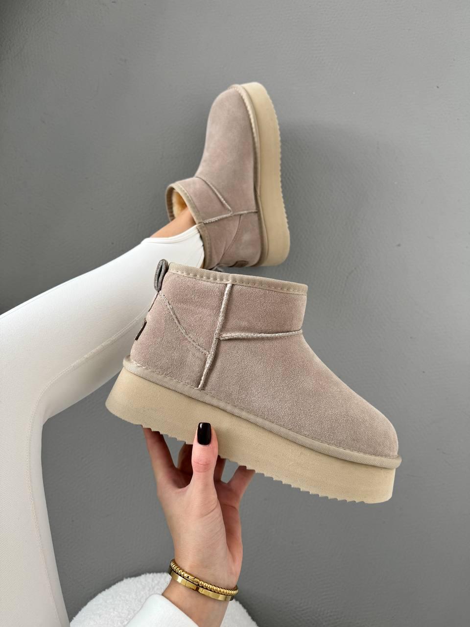 Зимові Жіночі Черевики UGG Classic Ultra Mini Platform Beige / УГГ Класик Ультра Міні Платформ Бежеві