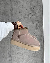 Зимові Жіночі Черевики UGG Classic Ultra Mini Platform Beige / УГГ Класик Ультра Міні Платформ Бежеві, фото 5