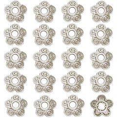 20 шт 9 мм Обнімачі Шапочки для Бусі квіток з Завитками Срібні, Розетки, Фурнітура для Біжутерії