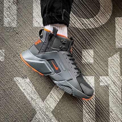 Зимові Чоловічі Кросівки Nike Huarache Acronym Black Orange / Найк Хуарачі Акронім Чорні з Помаранчевим, фото 1