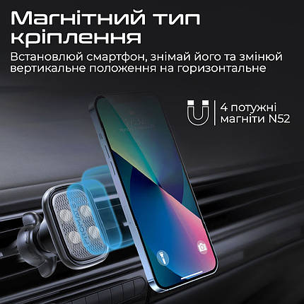 Автотримач Promate VentMag-L Black, фото 3