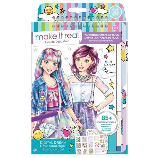 Блокнот із трафаретами Make it Real для створення модних колекцій Рожева мрія, фото 1