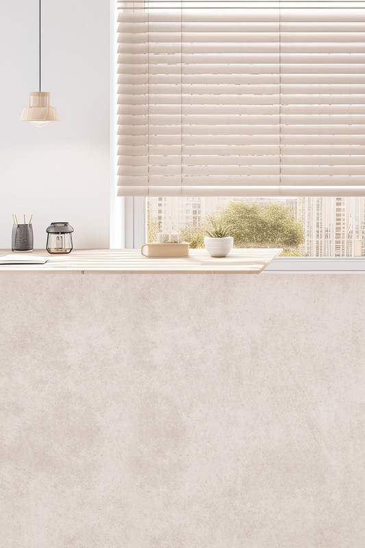 Фотофон вініловий стильний, бежеві жалюзі у мінімалістичному інтер’єрі і тепла бежева підлога 60×90 см, №57157, фото 1