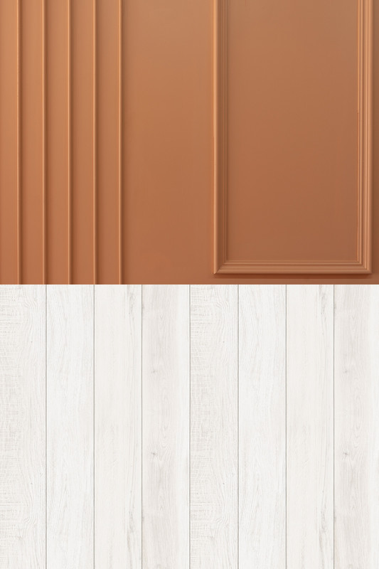 Фон для предметної зйомки з теракотовою класичною стіною та світлою дерев’яною підлогою 60×90 см, №57405, фото 1