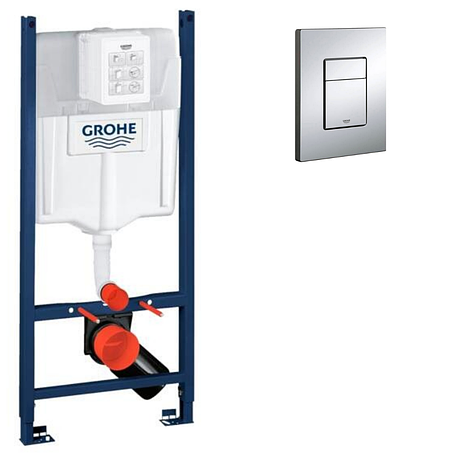 Інсталяція для підвісного унітазу Grohe з хром клавішею, фото 1