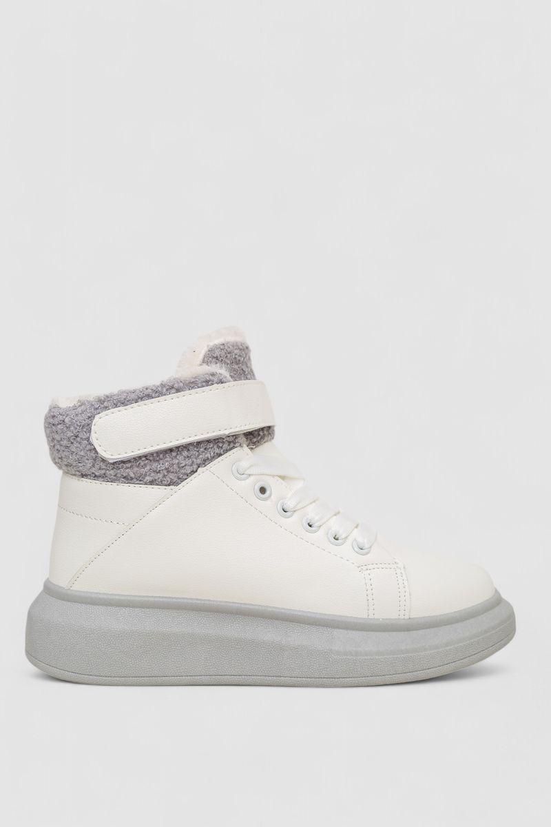 Кросівки жіночі зимові на хутрі, колір біло-сірий, 248RA2253, фото 1