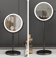 Косметическое зеркало с LED подсветкой двухстороннее. Высота регулируется! Яркое! Большое! Премиум качество.