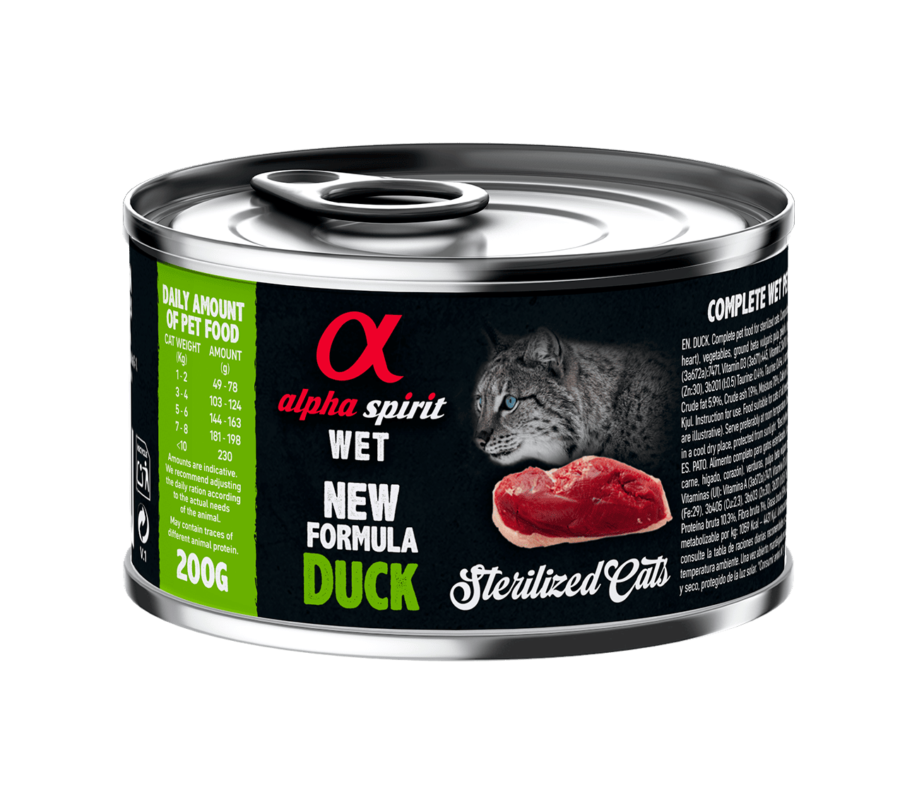 Вологий корм для котів Alpha Spirit Duck Sterilized Cat з качкою 200г