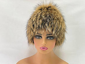 Жіноча зимова шапка з хутра мілена єнота "Парик"