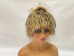 Жіноча зимова шапка з хутра натурального єнота "Парик"