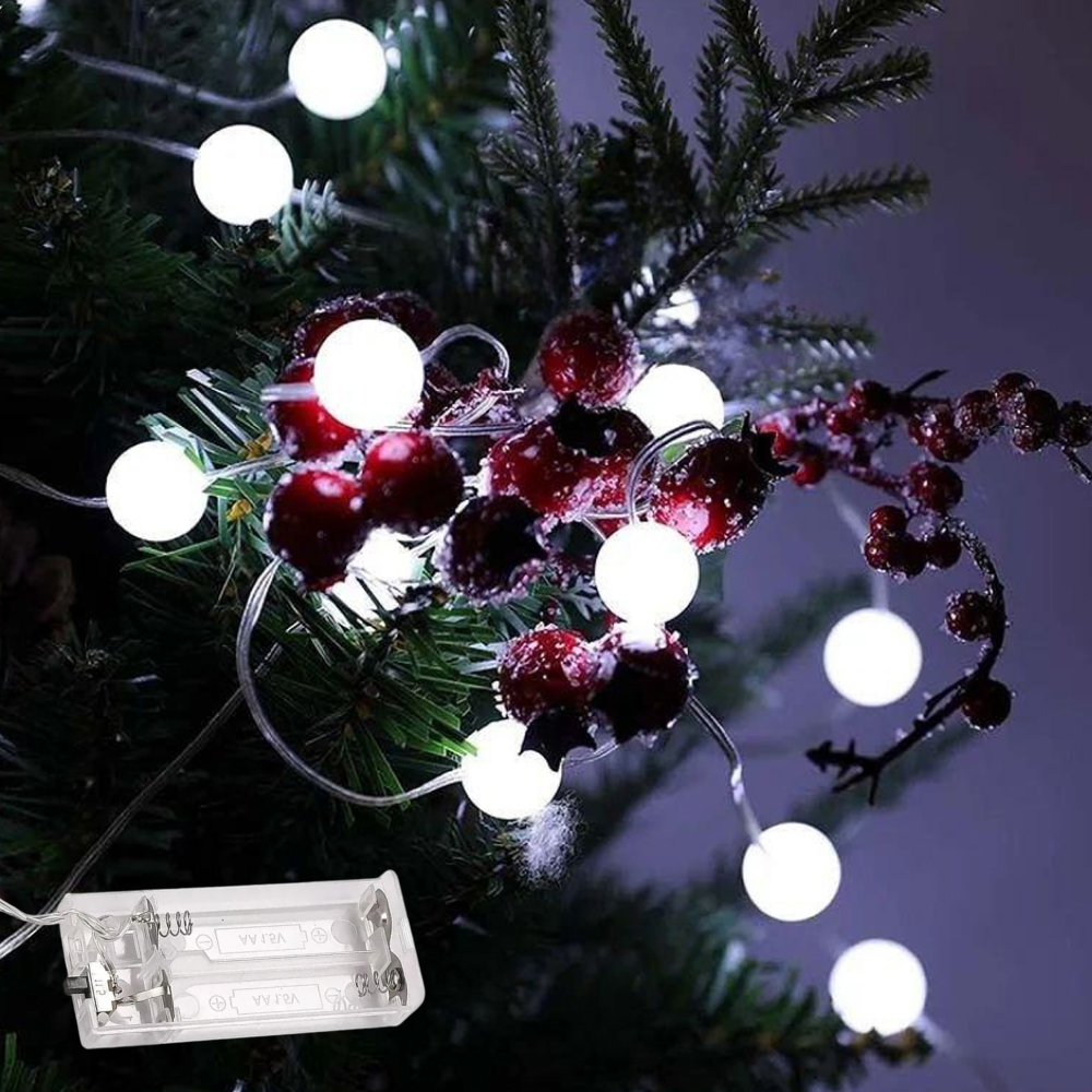 Світлодіодна гірлянда Кульки матові, 20 LED, 3м, на батарейках АА, Білий