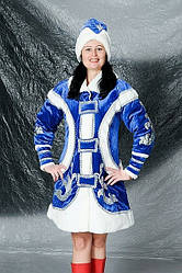 Карнавальний костюм Снігуронька (бархіт синій, білий)