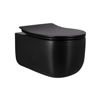 Унітаз підвісний Qtap Taurus безобідковий із сидінням Soft-close QT2433084EUQMB