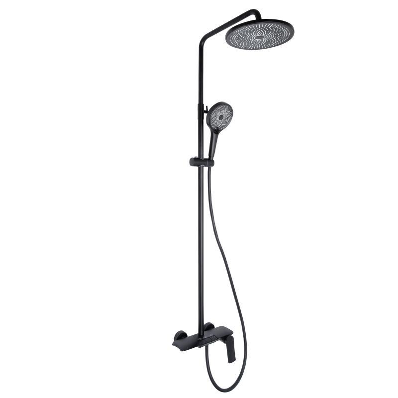 Душова система універсальна Qtap Slavonice на три споживачі (з виливом) QTSLA111BLM45906 Black Matt, фото 1