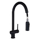 Змішувач для кухні Qtap Rozcesti з висувним виливом з під'єднанням для питної води QTROZ366BLM45940 Black, фото 3