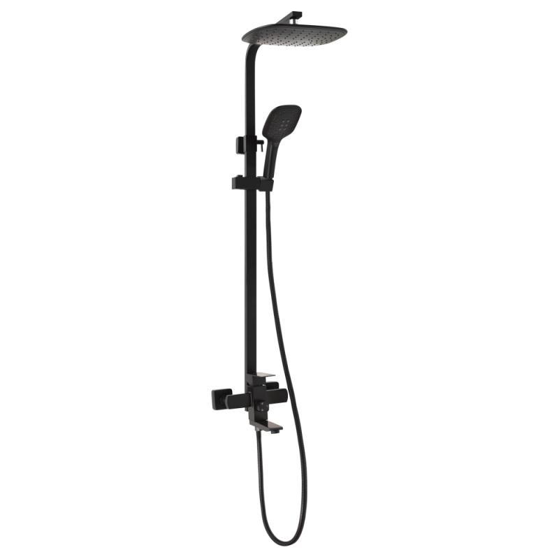 Душова система з тропічним душем і змішувачем чорна квадратна Lidz (BLA)-10 30 1005A, фото 1